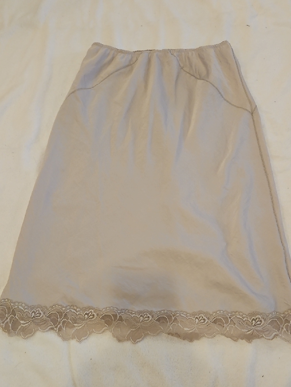 Anthropogenic Babakul Beige Half Slip with Lace Trim Sz L